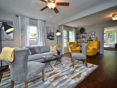 Modern living room interior typical of South Lamar, South Austin