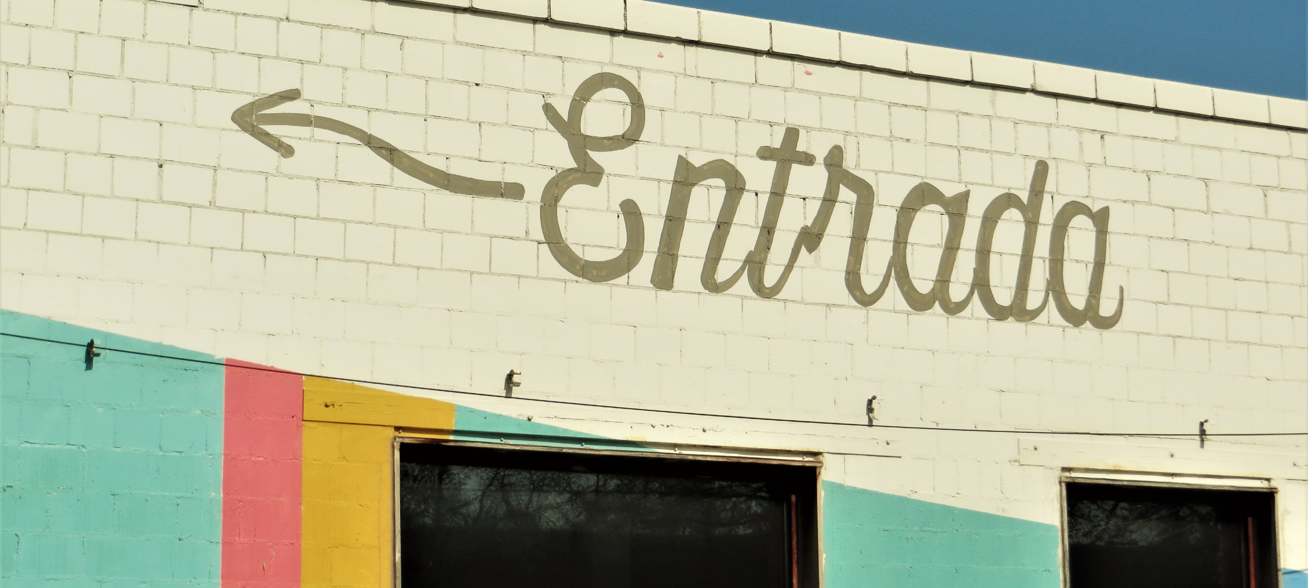 Entrada sign outside Mexican restaurant, typical of South Congress neighborhood